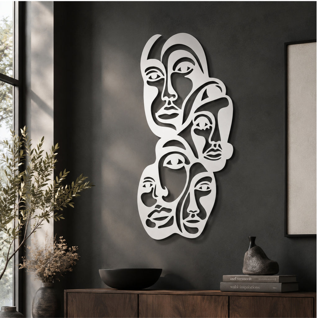 Abstract Faces Metal Wall Art