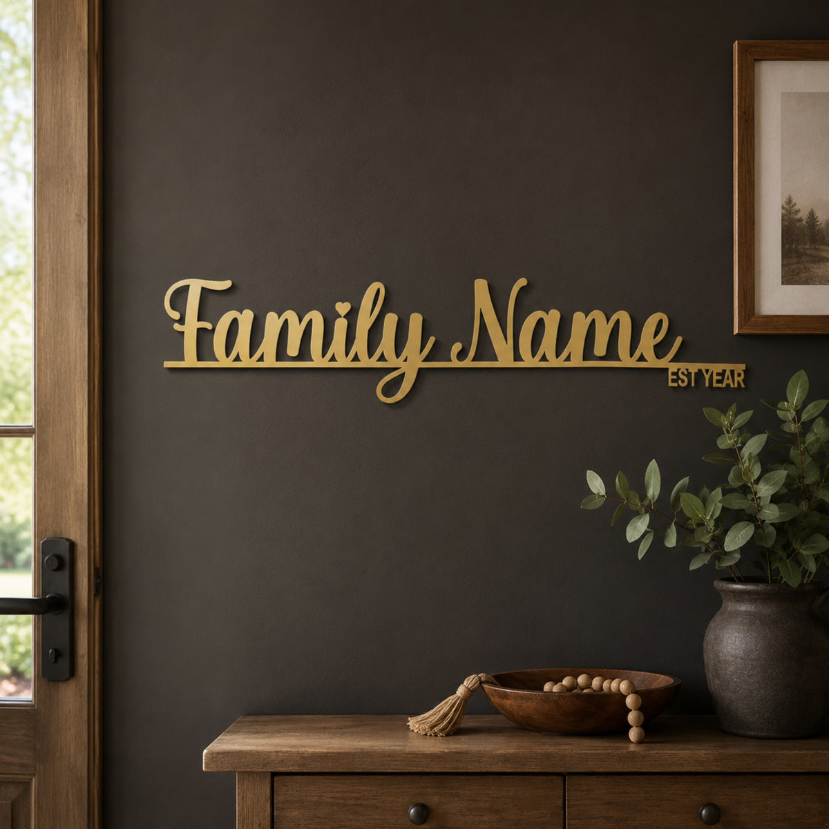 Personalized Family Name Metal Sign with Established Year – Script Style